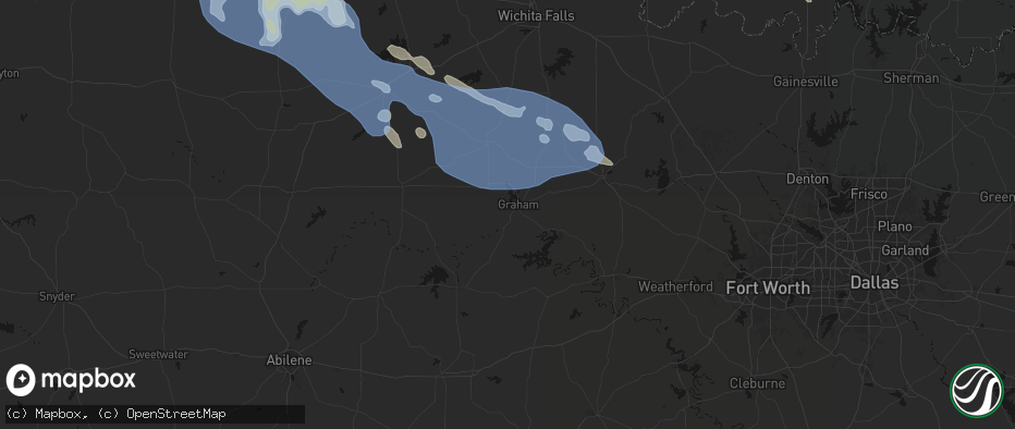 Hail map in Graham, TX on June 23, 2026