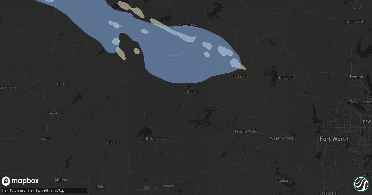 Hail map in Graham, TX on June 23, 2026