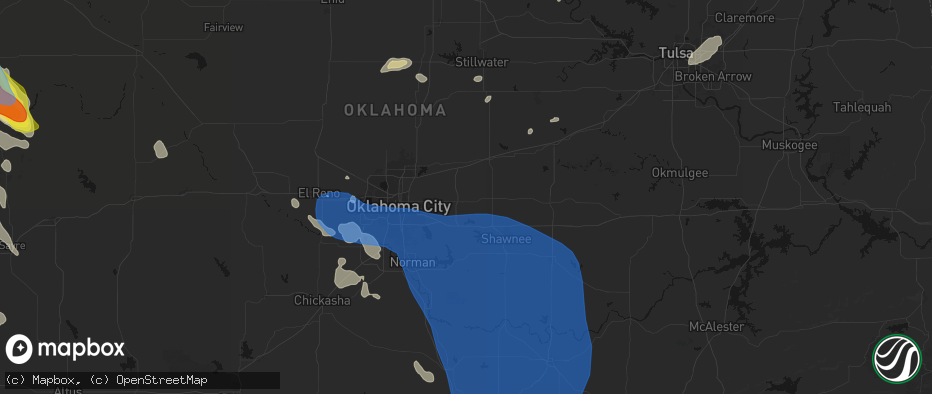 Hail map in Harrah, OK on June 23, 2026