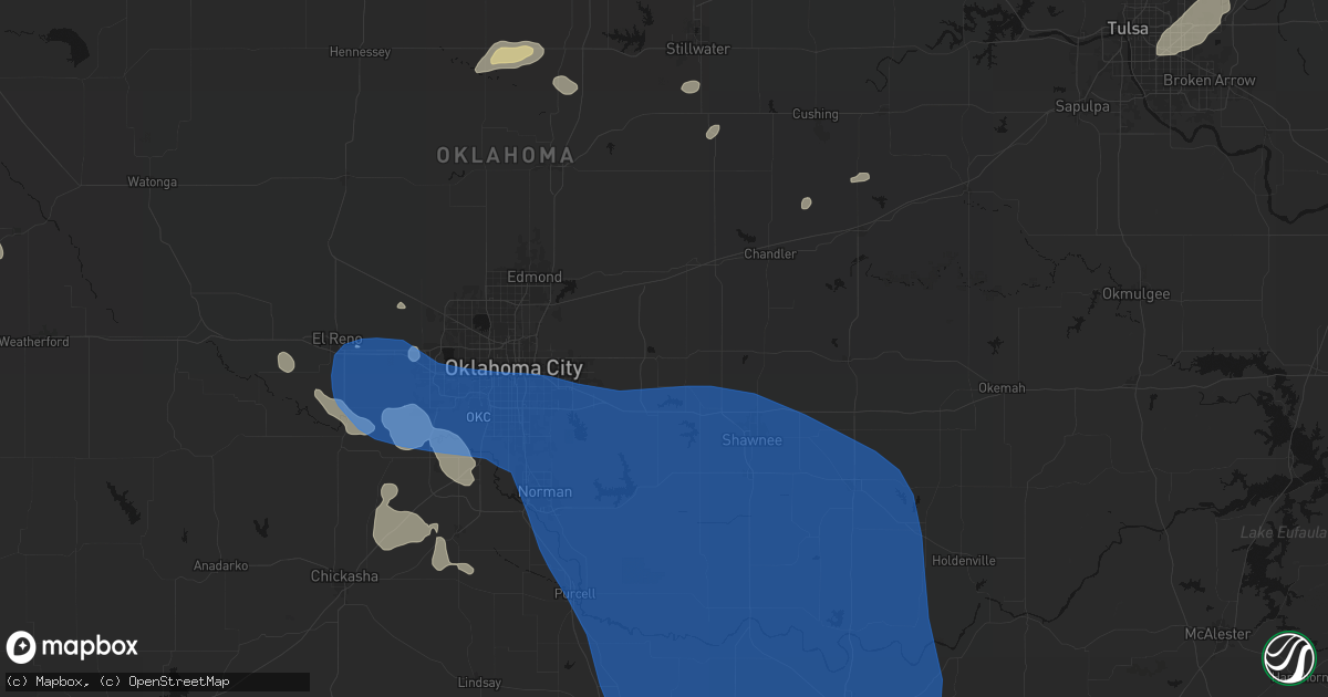 Hail map in Harrah, OK on June 23, 2026