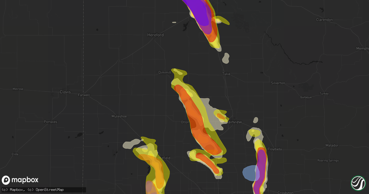 Hail map in Hart, TX on June 23, 2026