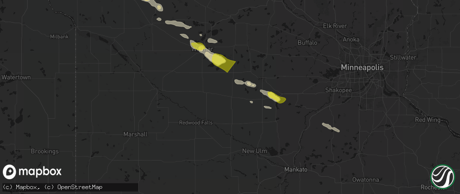 Hail map in Hector, MN on June 23, 2026
