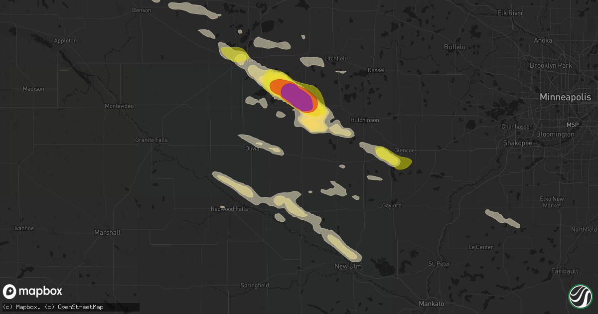 Hail map in Hector, MN on June 23, 2026