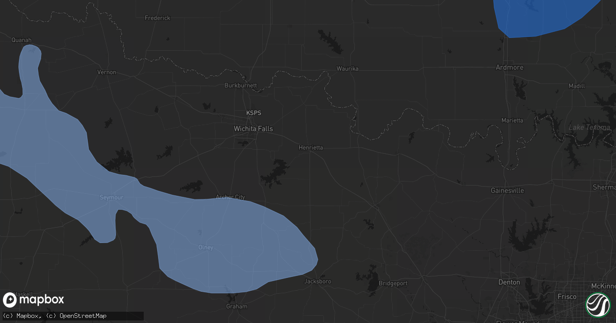 Hail map in Henrietta, TX on June 23, 2026