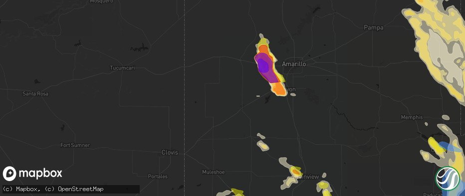 Hail map in Hereford, TX on June 23, 2026
