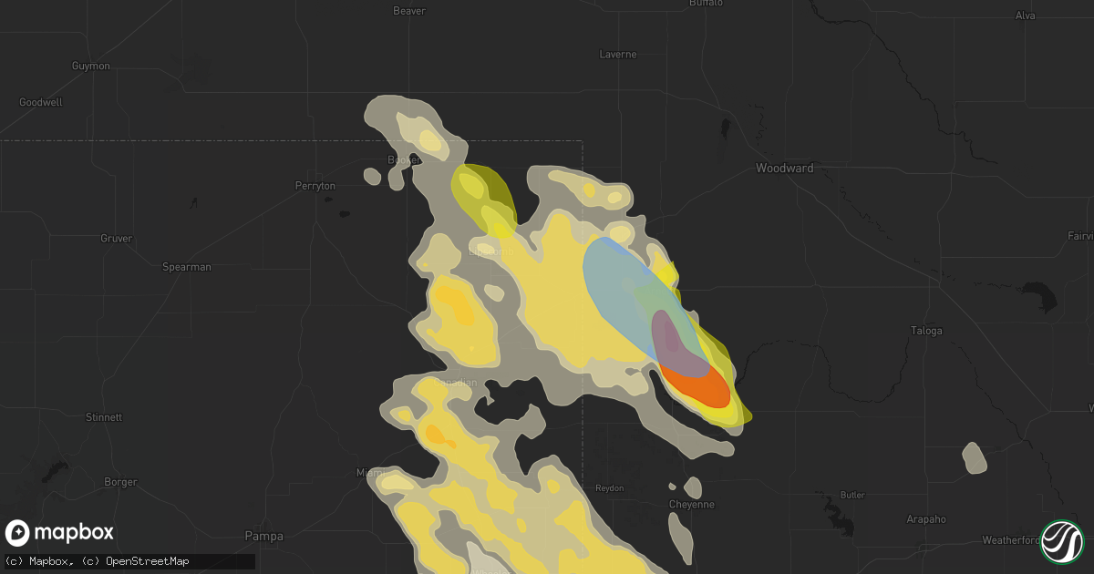 Hail map in Higgins, TX on June 23, 2026