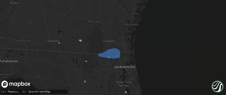 Hail map in Hilliard, FL on June 23, 2026