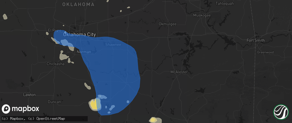Hail map in Holdenville, OK on June 23, 2026