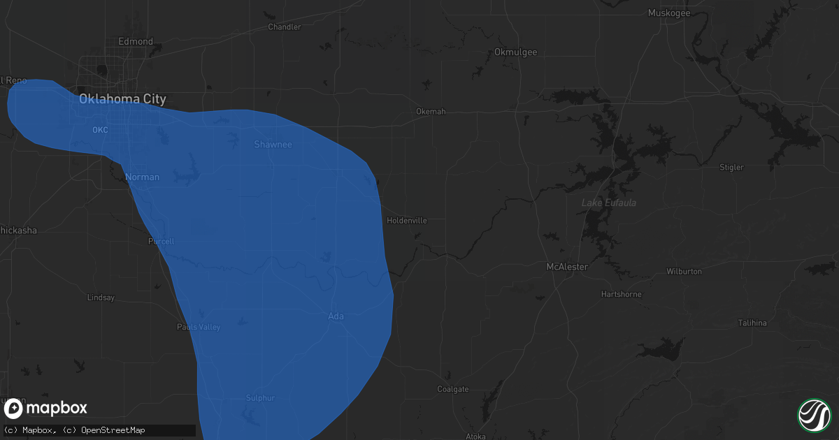 Hail map in Holdenville, OK on June 23, 2026