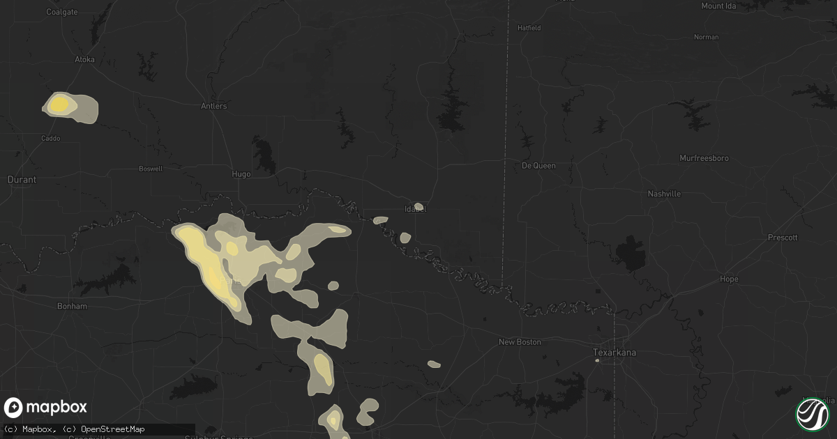 Hail map in Idabel, OK on June 23, 2026
