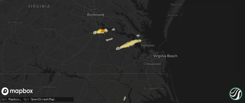 Hail map in Ivor, VA on June 23, 2026