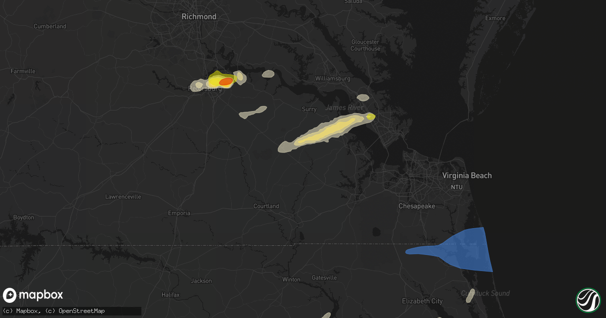 Hail map in Ivor, VA on June 23, 2026