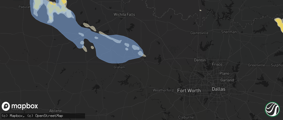 Hail map in Jacksboro, TX on June 23, 2026