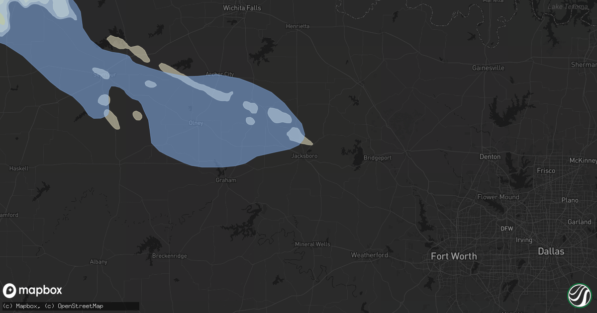 Hail map in Jacksboro, TX on June 23, 2026