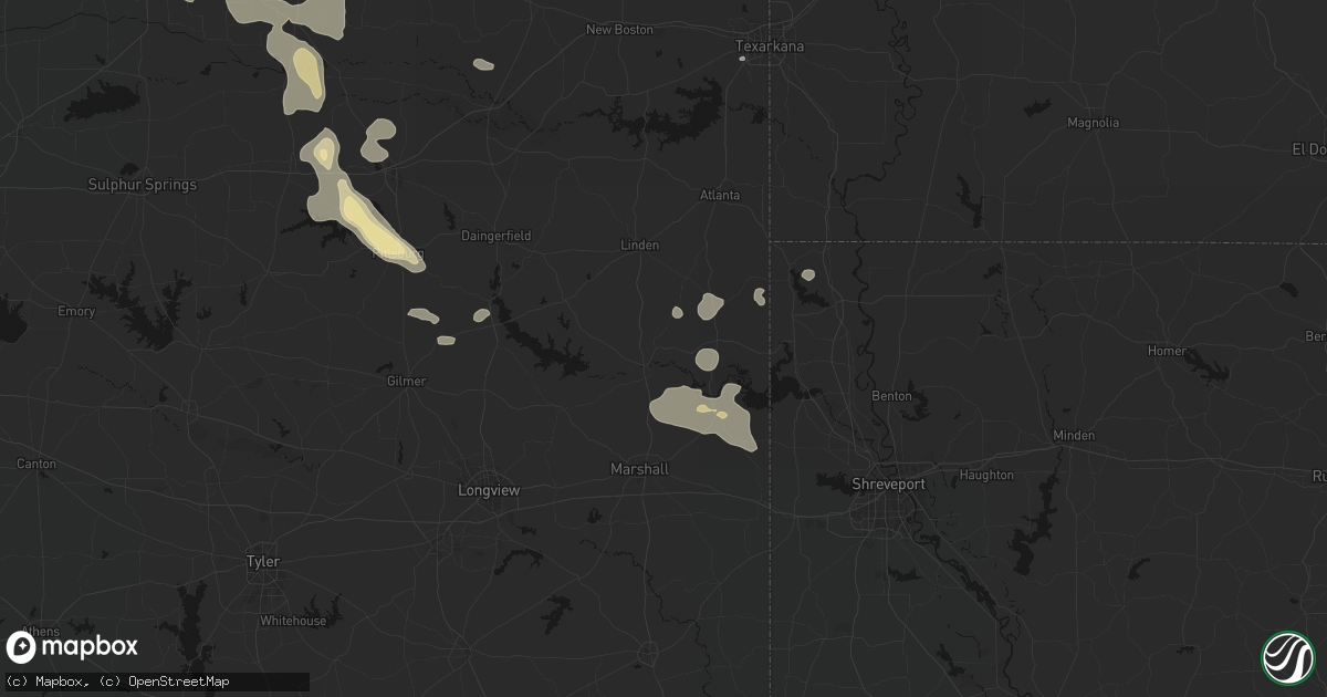 Hail map in Jefferson, TX on June 23, 2026