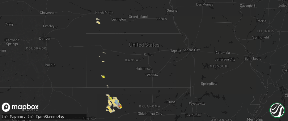 Hail map in Kansas on June 23, 2026