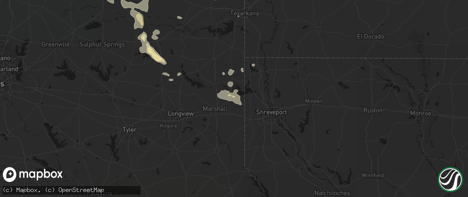 Hail map in Karnack, TX on June 23, 2026