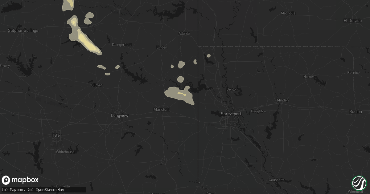 Hail map in Karnack, TX on June 23, 2026