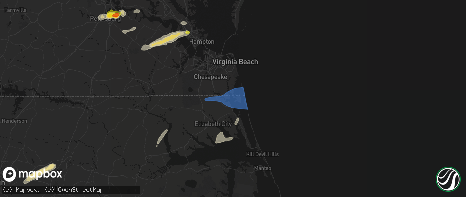 Hail map in Knotts Island, NC on June 23, 2026