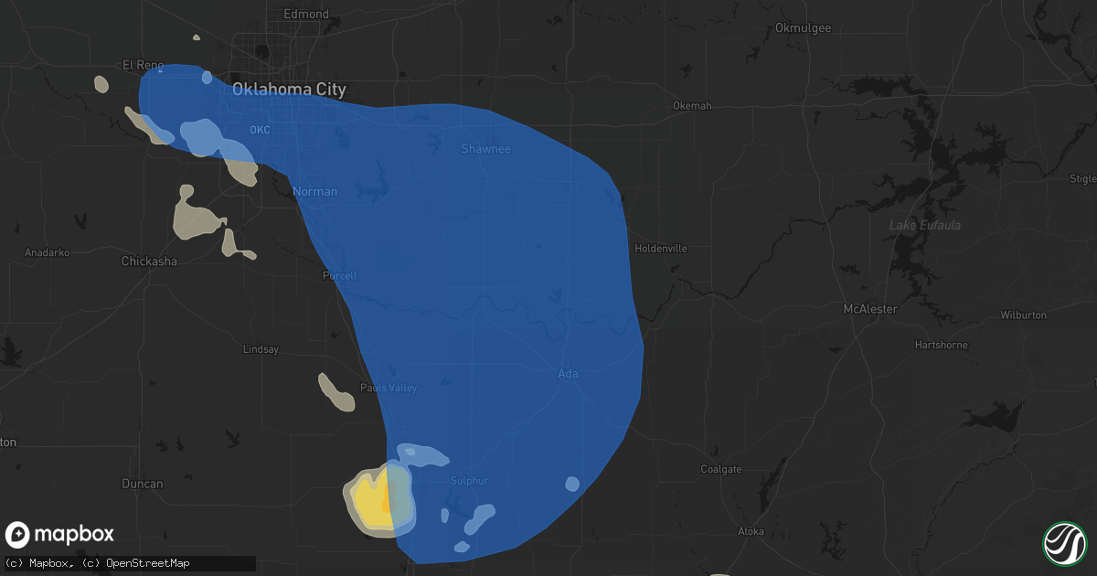 Hail map in Konawa, OK on June 23, 2026