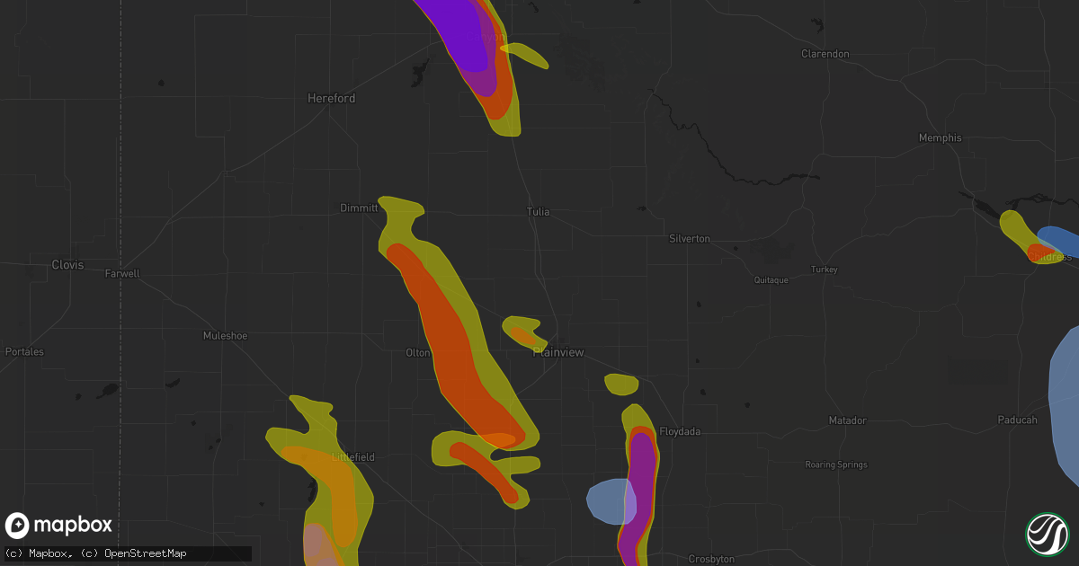 Hail map in Kress, TX on June 23, 2026
