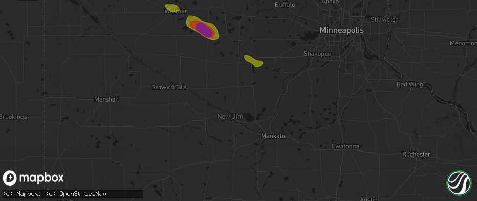 Hail map in Lafayette, MN on June 23, 2026