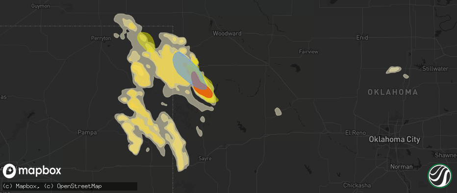 Hail map in Leedey, OK on June 23, 2026