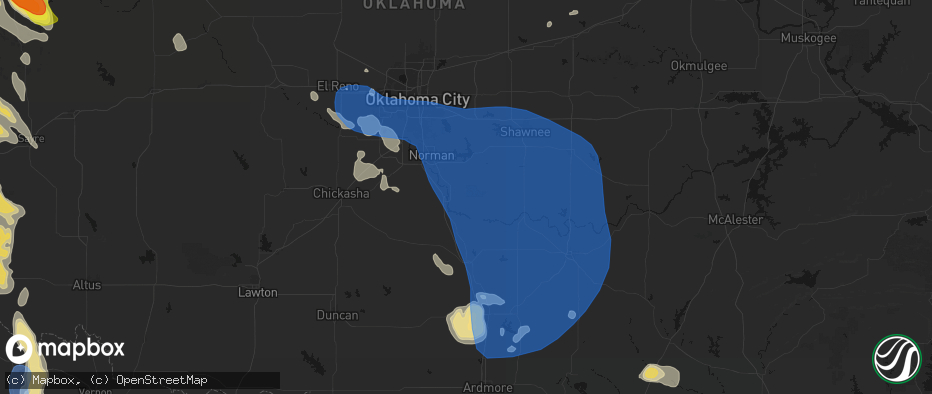 Hail map in Lexington, OK on June 23, 2026