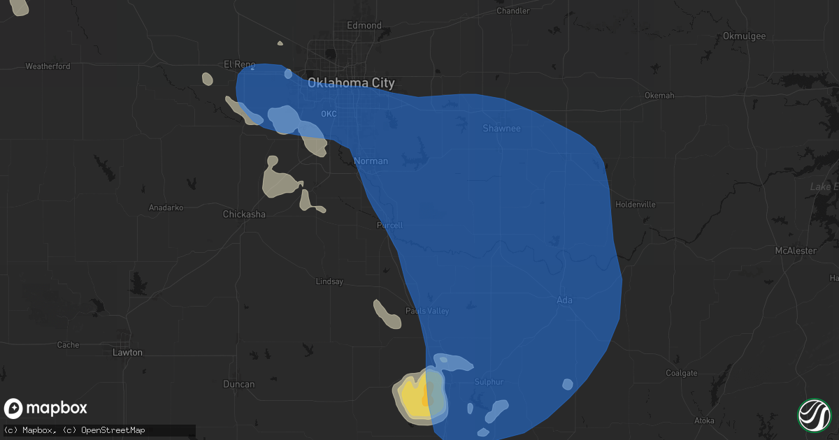 Hail map in Lexington, OK on June 23, 2026