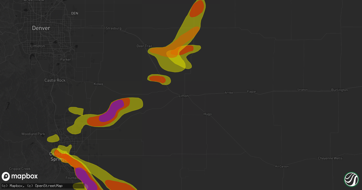 Hail map in Limon, CO on June 23, 2026