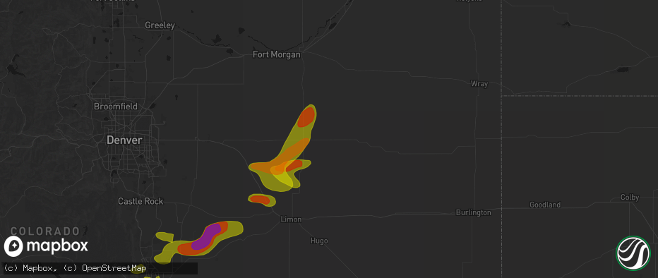 Hail map in Lindon, CO on June 23, 2026