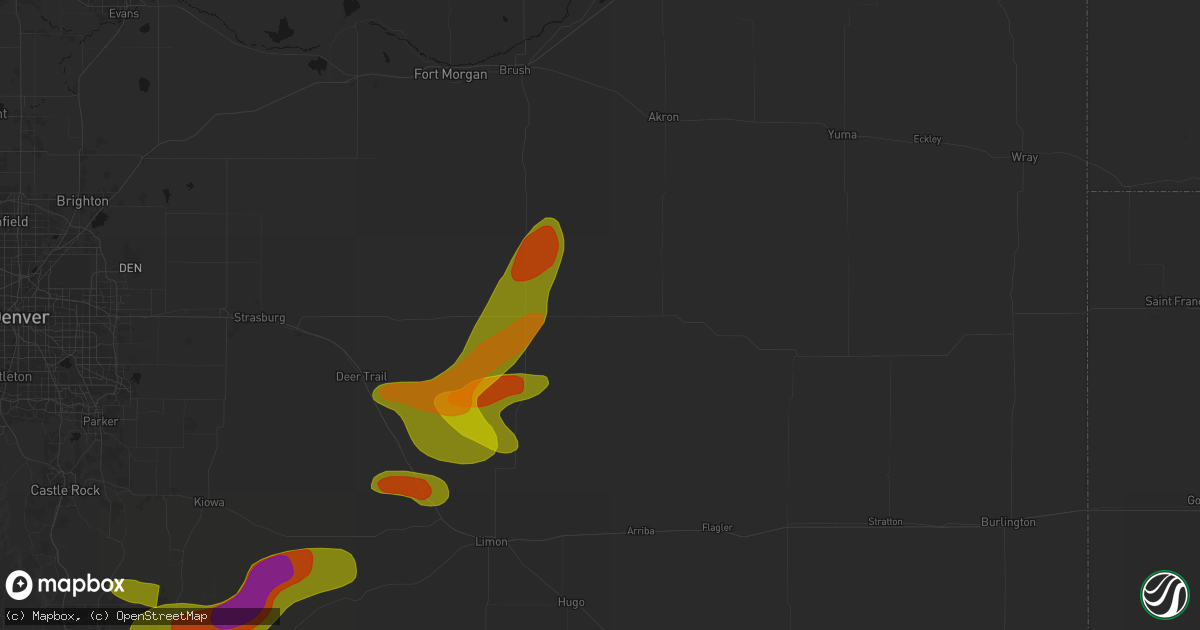 Hail map in Lindon, CO on June 23, 2026