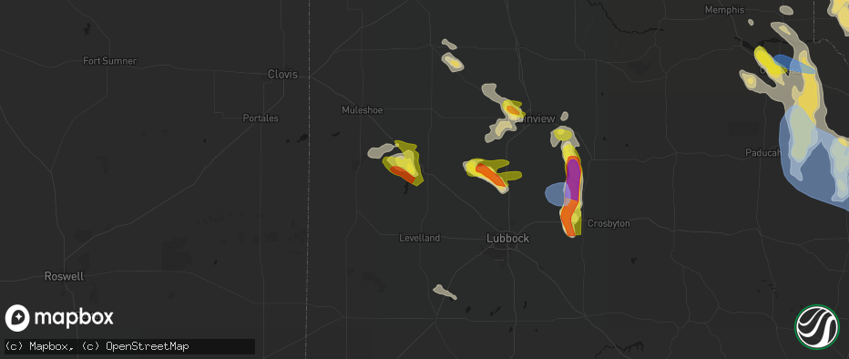 Hail map in Littlefield, TX on June 23, 2026