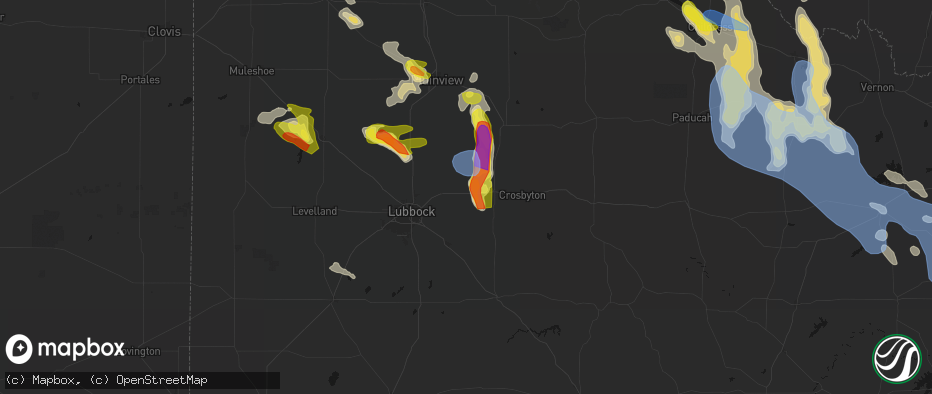 Hail map in Lorenzo, TX on June 23, 2026