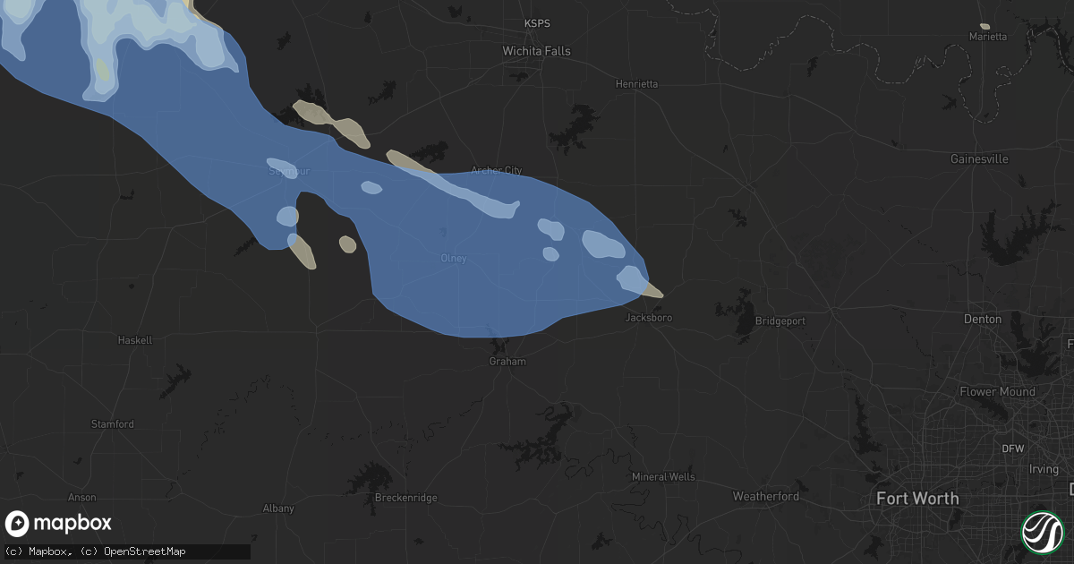 Hail map in Loving, TX on June 23, 2026