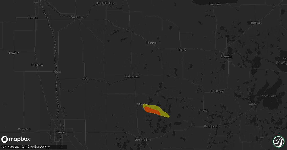 Hail map in Mahnomen, MN on June 23, 2026