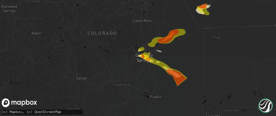 Hail map in Manitou Springs, CO on June 23, 2026