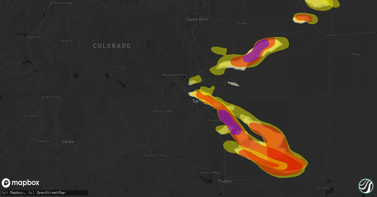 Hail map in Manitou Springs, CO on June 23, 2026
