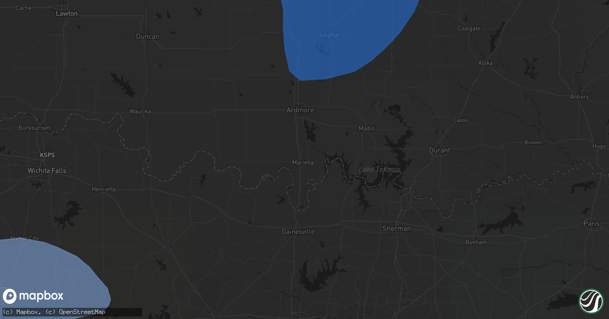 Hail map in Marietta, OK on June 23, 2026