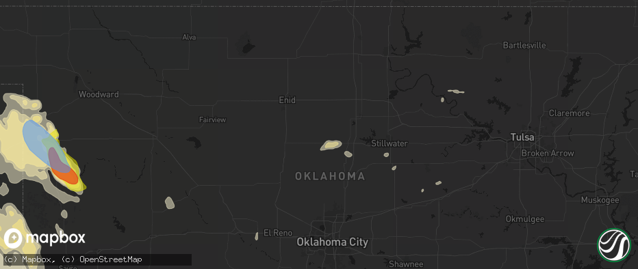 Hail map in Marshall, OK on June 23, 2026