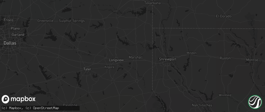 Hail map in Marshall, TX on June 23, 2026