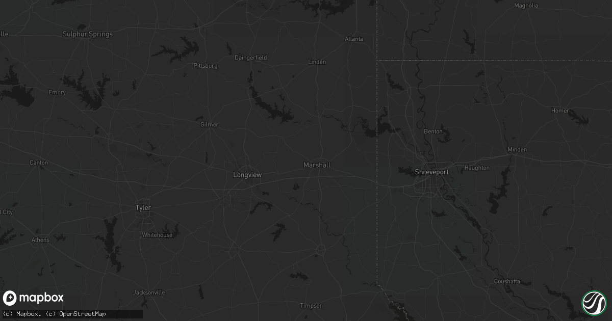 Hail map in Marshall, TX on June 23, 2026