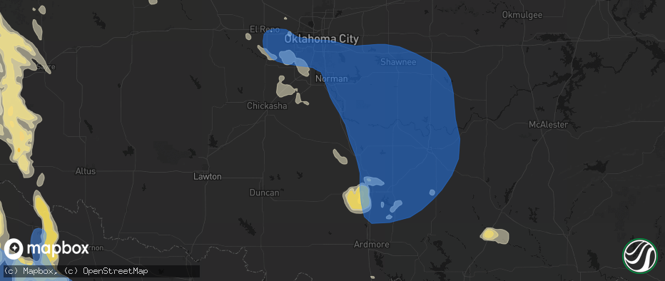 Hail map in Maysville, OK on June 23, 2026