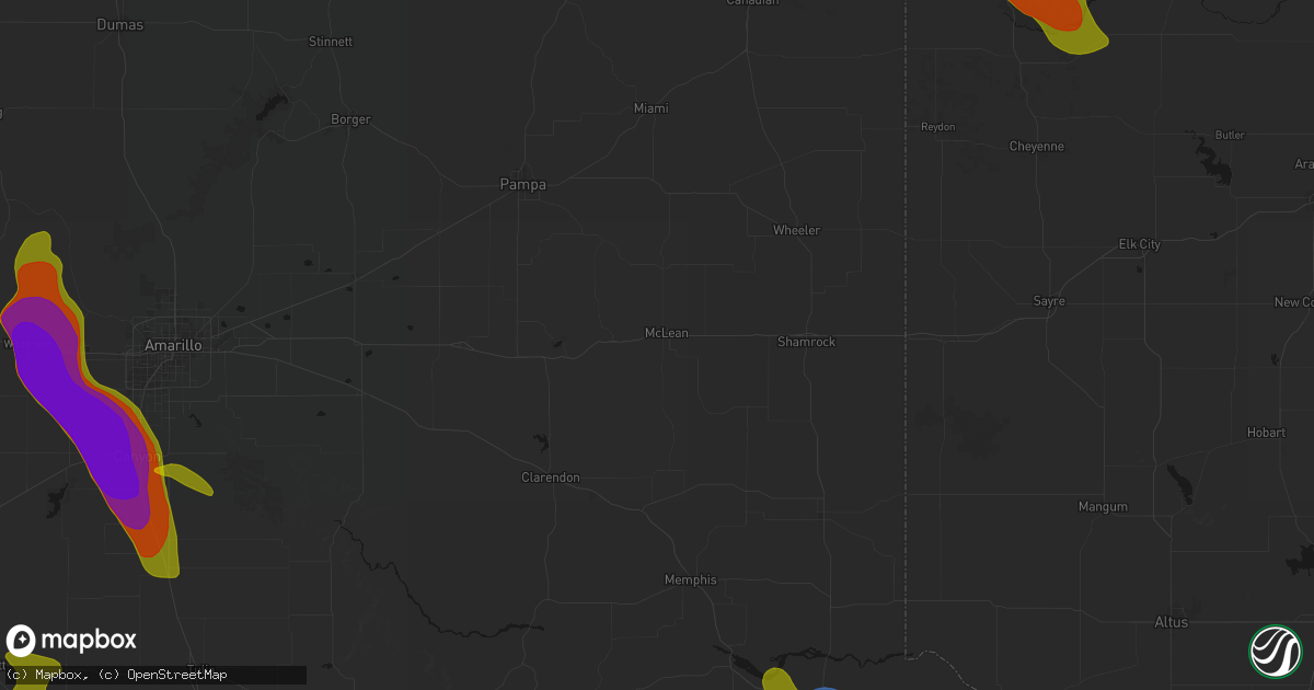 Hail map in Mclean, TX on June 23, 2026
