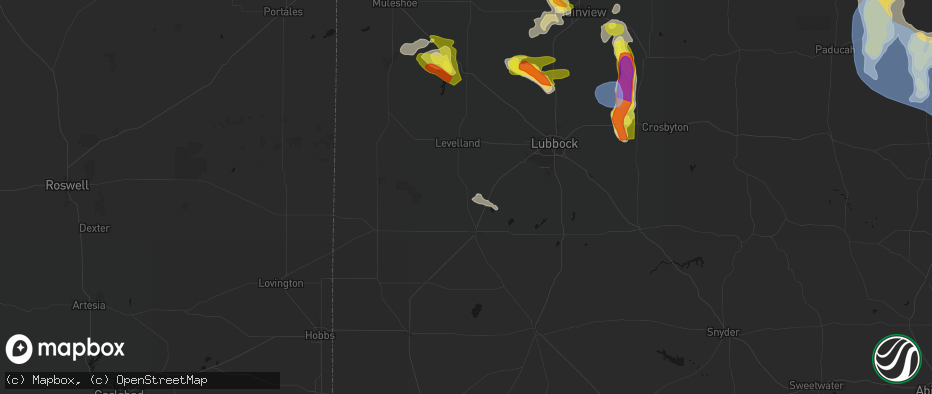 Hail map in Meadow, TX on June 23, 2026