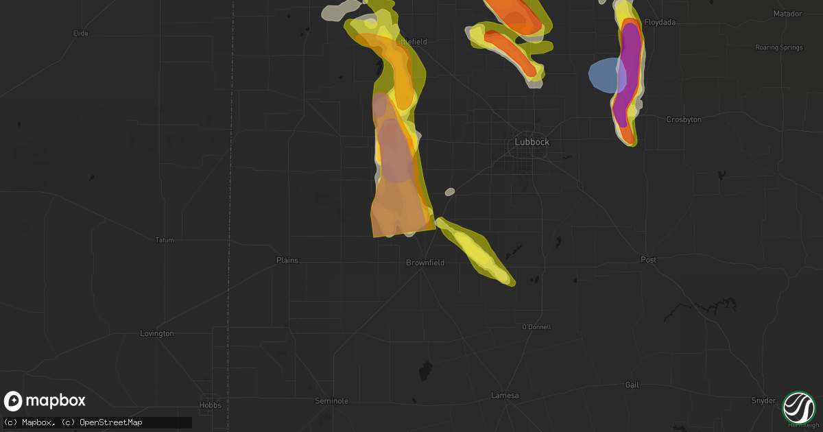 Hail map in Meadow, TX on June 23, 2026