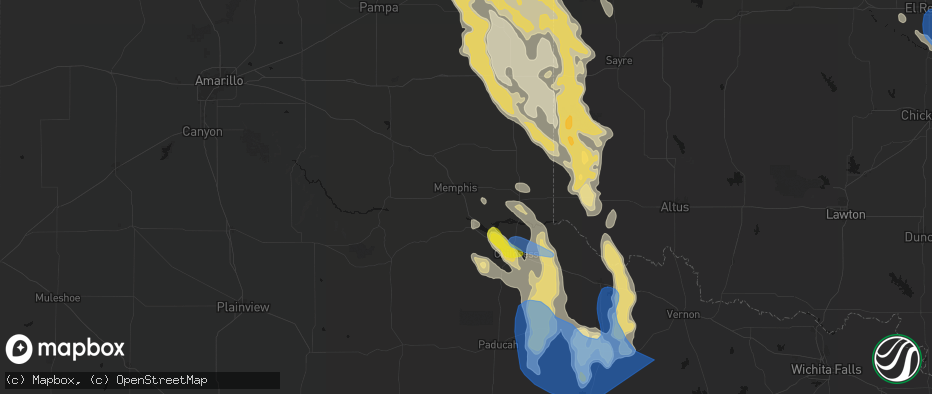 Hail map in Memphis, TX on June 23, 2026