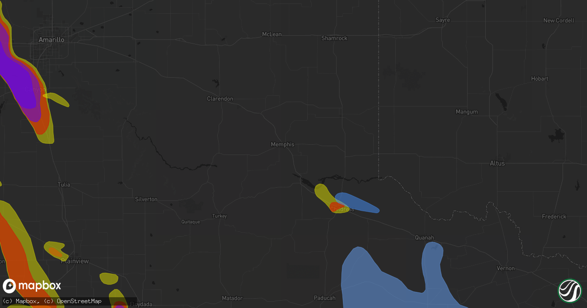 Hail map in Memphis, TX on June 23, 2026