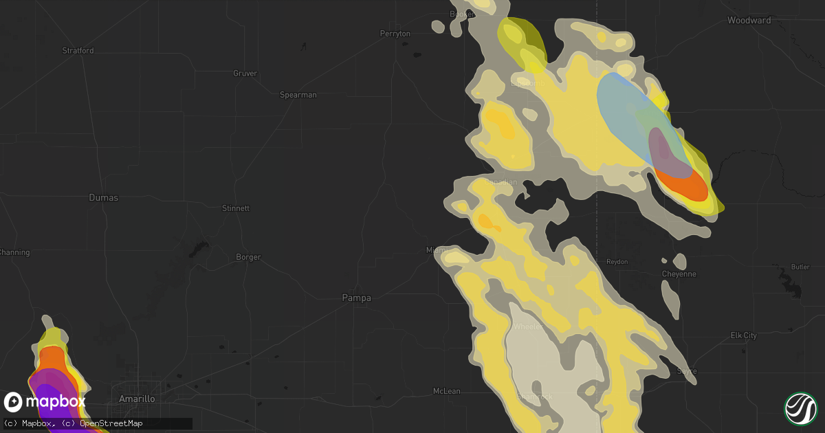 Hail map in Miami, TX on June 23, 2026