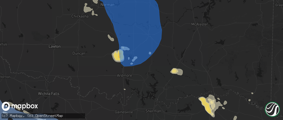 Hail map in Mill Creek, OK on June 23, 2026